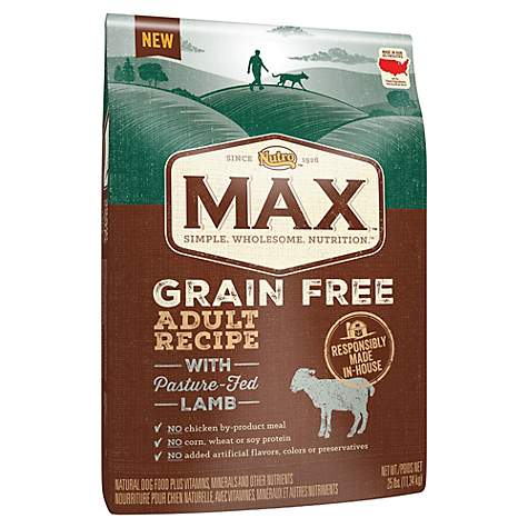 NUTRO MAX Grain Free Recipe With Pasture Fed Lamb Dry Adult Dog Food, 25 lbs. Bag