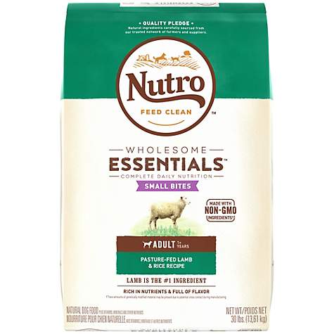 NUTRO WHOLESOME ESSENTIALS Small Bites Pasture-Fed Lamb & Rice Recipe Dry Adult Dog Food, 30 lbs. Bag