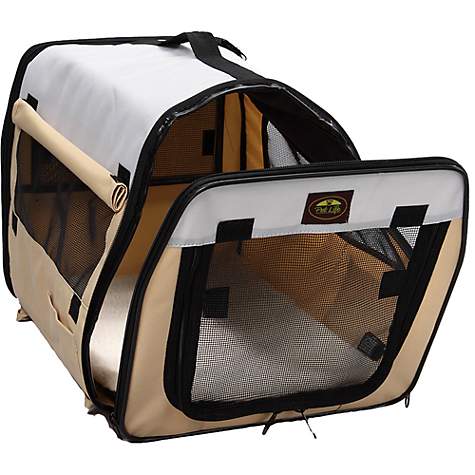 Pet Life Folding Zippered Lightweight Easy Folding Pet Crate in Khaki, Medium 3 - Best Pet Carrier for French Bulldog