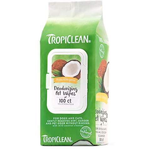 TropiClean Hypoallergenic Dog Wipes, 100 count